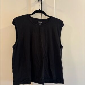 J. Crew Black Sleeveless Muscle Tee with Rolled Hem